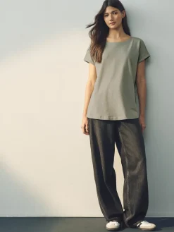 New Next Cap Sleeve T-Shirts 5 Pack Ecru/Taupe/Brown/Blue/Yellow