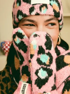 Clearance Eleanor Bowmer Checkerboard Lips Mittens Pink/Blue