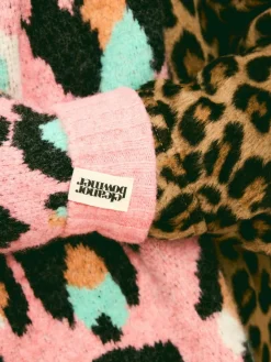 Clearance Eleanor Bowmer Checkerboard Lips Mittens Pink/Blue