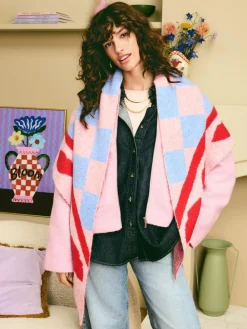 Eleanor Bowmer Checkerboard Lips Triangle Scarf^Women Hats, Gloves & Scarves|Hats, Gloves & Scarves