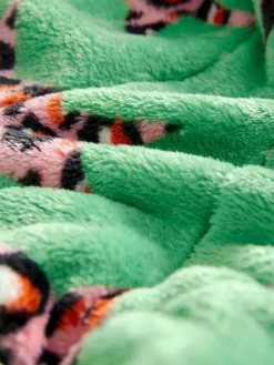 Eleanor Bowmer Leopard Print Fleece Robe Green Leopard