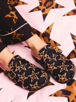 Eleanor Bowmer Leopard Star Mule Slippers