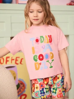 New Eleanor Bowmer Pink Today Is A Good Day 100% Cotton Jersey Set