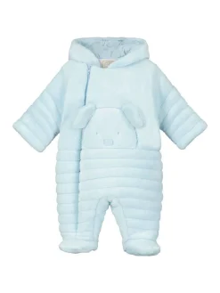 New Emile Et Rose Blue Deep Pile Fleece Pramsuit with 3D teddy