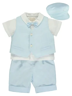 Sale Emile Et Rose Blue Three-Piece Linen Shorts And Hat Set