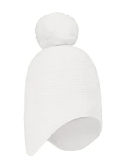 New Emile Et Rose Kenton Knitted Hat With Ear Flaps & Pom-Pom White