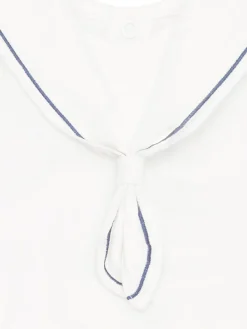 New Emile Et Rose Linen Style Sailor Collar & Trim 100% Cotton 2Pc Shorts & Hat Set