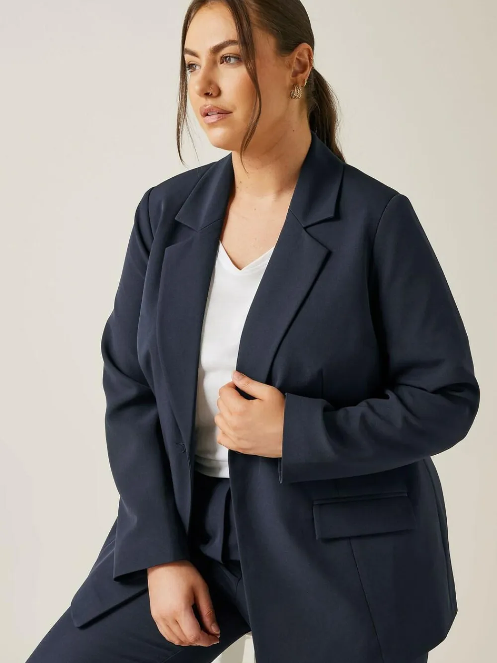 New Evans Blue Edge To Edge Blazer