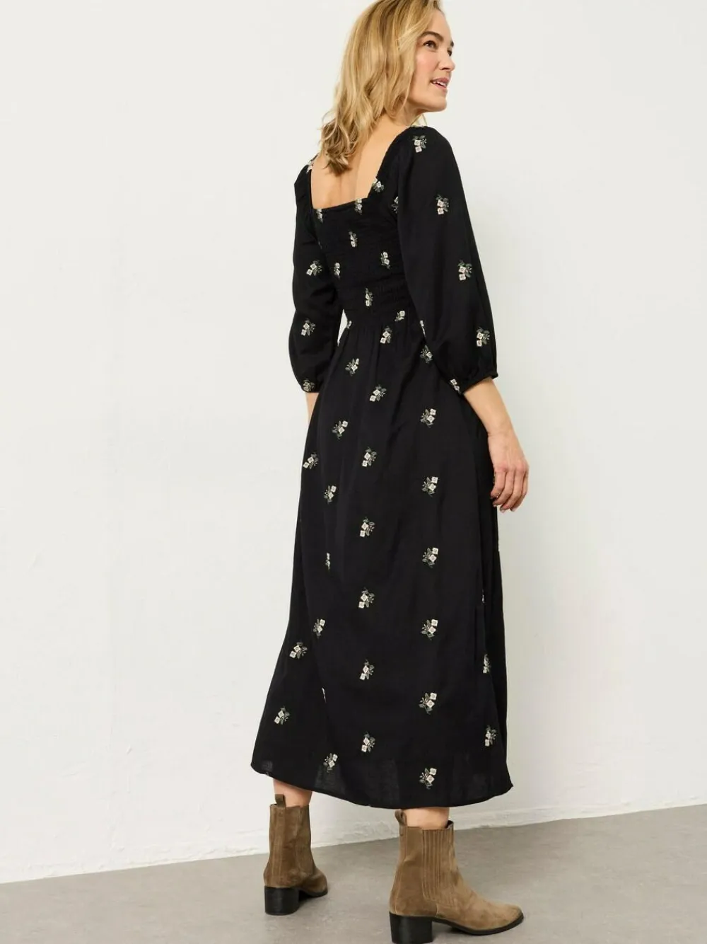 Fat Face FatFace Adele Black Petite Embroidered Midi Dress^Women Midi Dresses