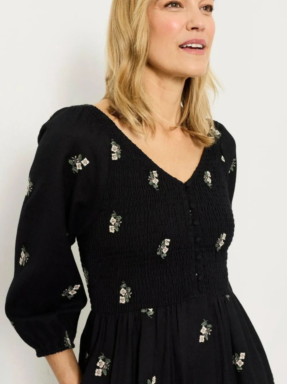 Fat Face FatFace Adele Black Petite Embroidered Midi Dress^Women Midi Dresses