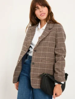 Discount Fat Face FatFace Alba Brown Check Blazer