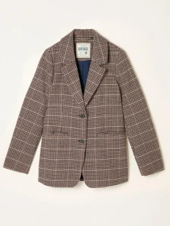 Discount Fat Face FatFace Alba Brown Check Blazer
