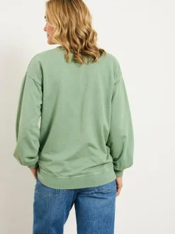 Fat Face FatFace Alex Jade Green Floral Placement Crew Sweat^Women Hoodies & Sweatshirts