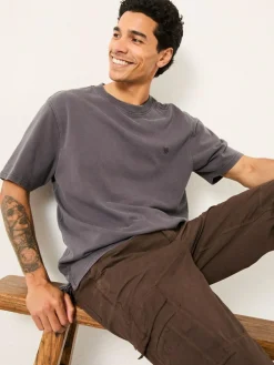 Discount Fat Face FatFace Alton Heavyweight Relaxed Fit T-Shirt Charcoal Grey