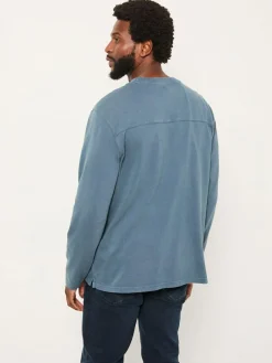 Outlet Fat Face FatFace Alton Long Sleeve Heavyweight Relaxed Fit T-Shirt Mid Blue