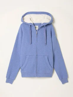 Clearance Fat Face FatFace Amy Borg Lined Zip Through Hoodie Pale Blue