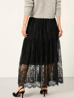 Fat Face FatFace Annie Black Lace Midi Skirt