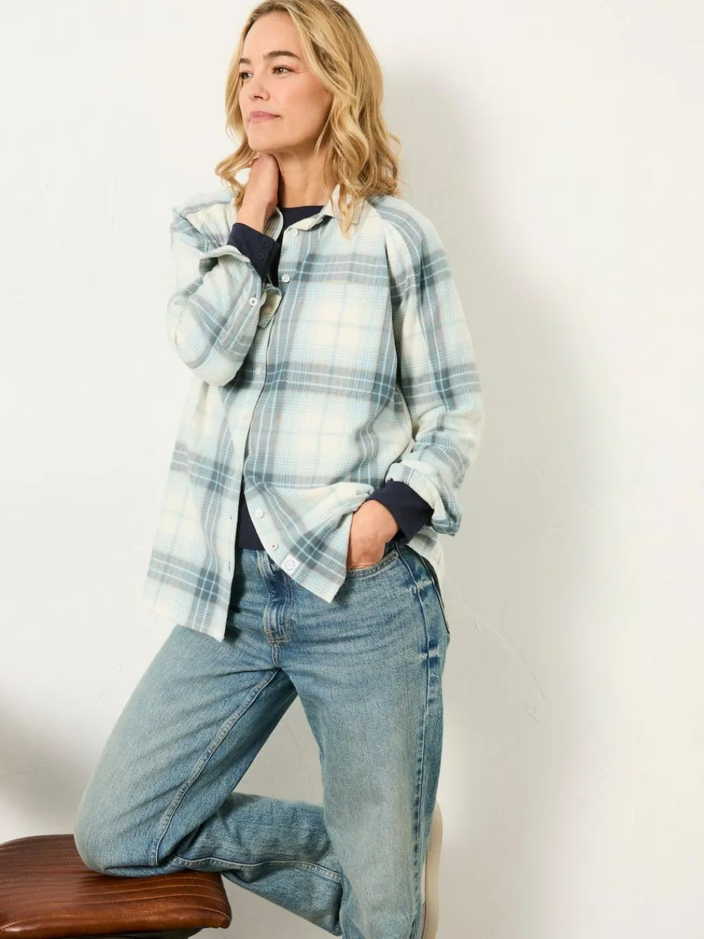 Discount Fat Face FatFace Bessie Light Blue Check Shirt