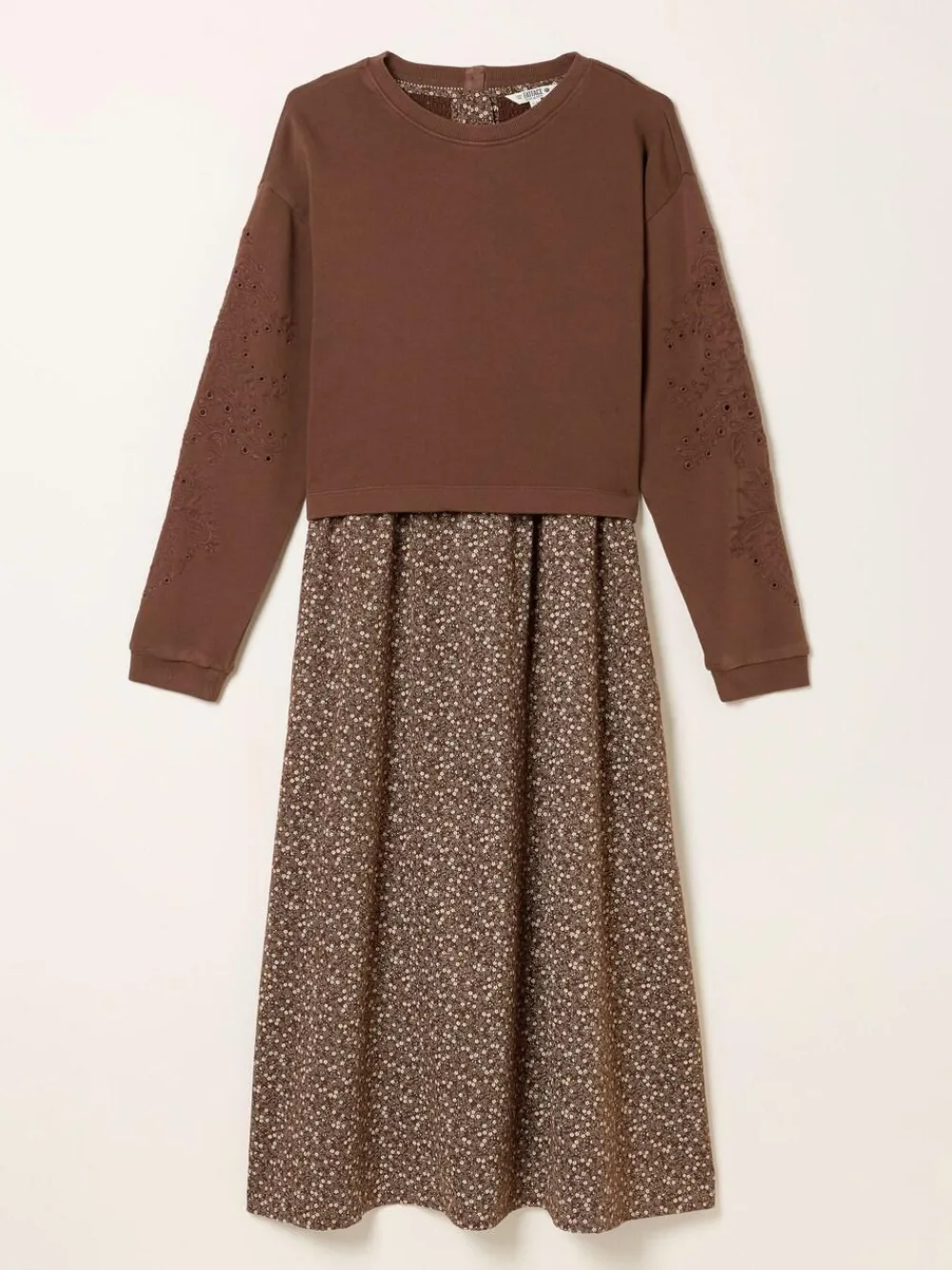 Fat Face FatFace Brown Ditsy Petite Noa 2in1 Midi Dress^Women Midi Dresses|Dresses