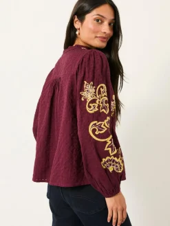Fat Face FatFace Garratt Embroidered V-neck Blouse^Women Blouses & Shirts
