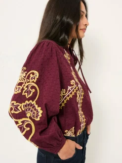 Fat Face FatFace Garratt Embroidered V-neck Blouse^Women Blouses & Shirts