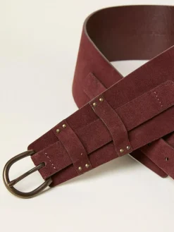 Hot Fat Face FatFace Suede Waist Belt Burgundy Red