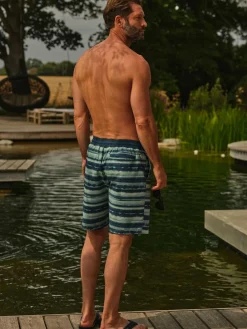 Fat Face FatFace Camber Teal Blue Stripe Swim Shorts^ Swimwear