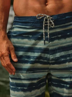 Fat Face FatFace Camber Teal Blue Stripe Swim Shorts^ Swimwear