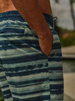 Fat Face FatFace Camber Teal Blue Stripe Swim Shorts^ Swimwear