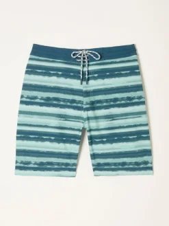 Fat Face FatFace Camber Teal Blue Stripe Swim Shorts^ Swimwear