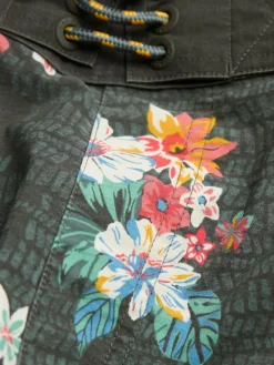 Hot Fat Face FatFace Camber Washed Black Hibiscus Swim Shorts