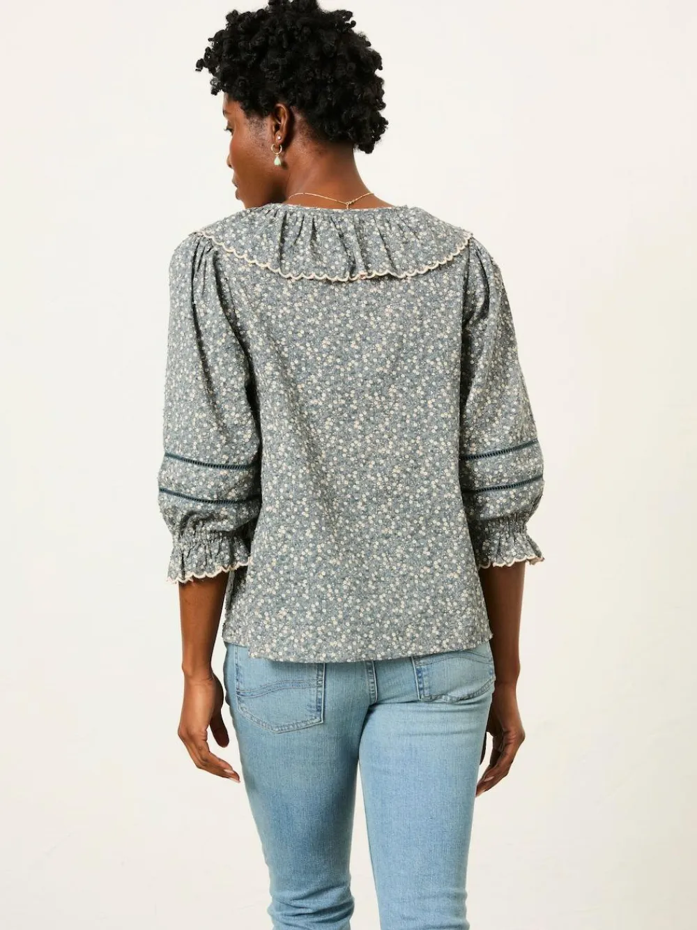 Discount Fat Face FatFace Carly Blouse Blue Ditsy