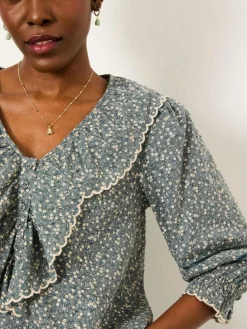 Discount Fat Face FatFace Carly Blouse Blue Ditsy