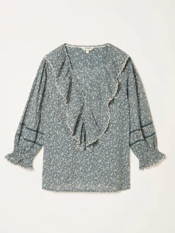 Discount Fat Face FatFace Carly Blouse Blue Ditsy