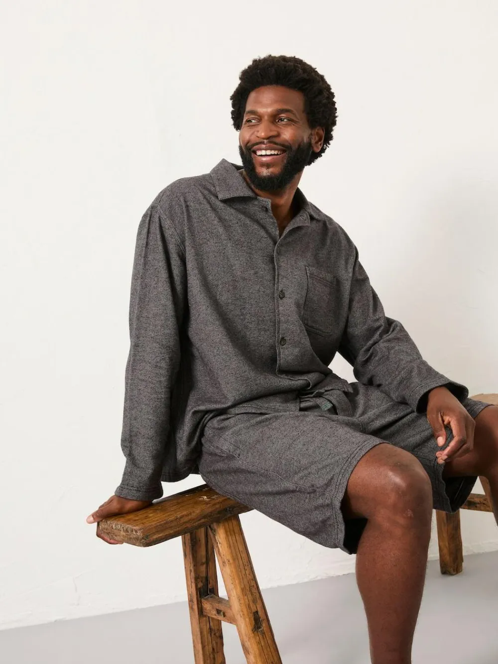 Fat Face FatFace Charcoal Grey Brushed Twill Pyjama Shorts