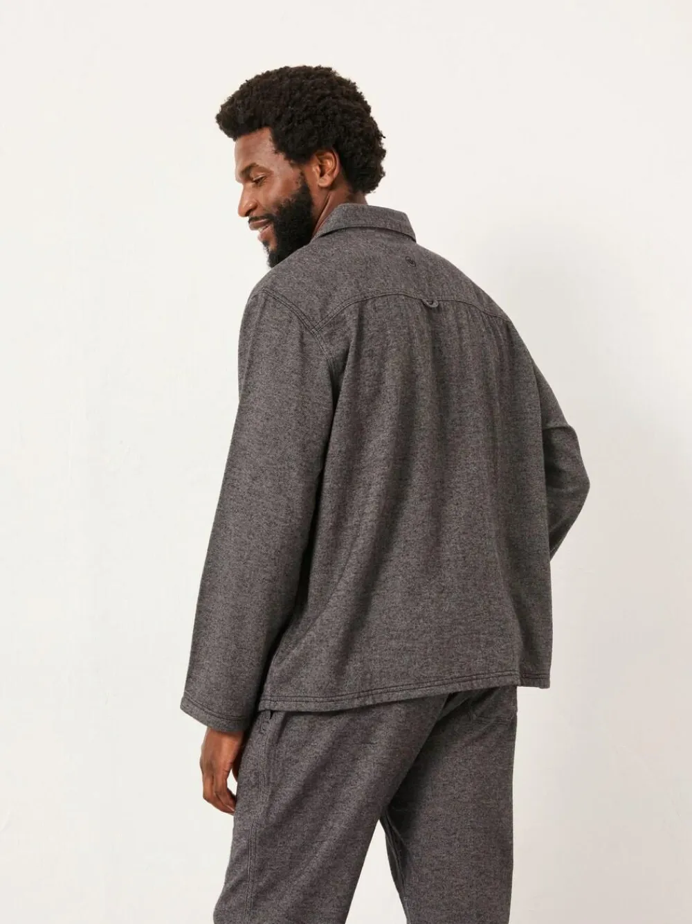 New Fat Face FatFace Charcoal Grey Brushed Twill Pyjama Shirt