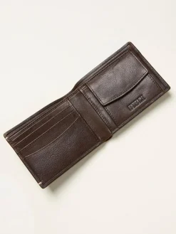 Fat Face FatFace Chocolate Brown Corner Stitch Detail Leather Wallet^ Wallets