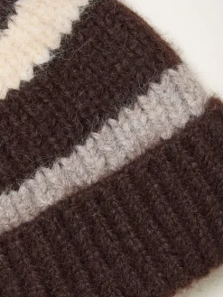 Discount Fat Face FatFace Stripe Beanie Chocolate Brown