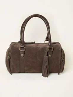 Fat Face FatFace Chocolate Brown Suede Bowling Bag^Women Bags