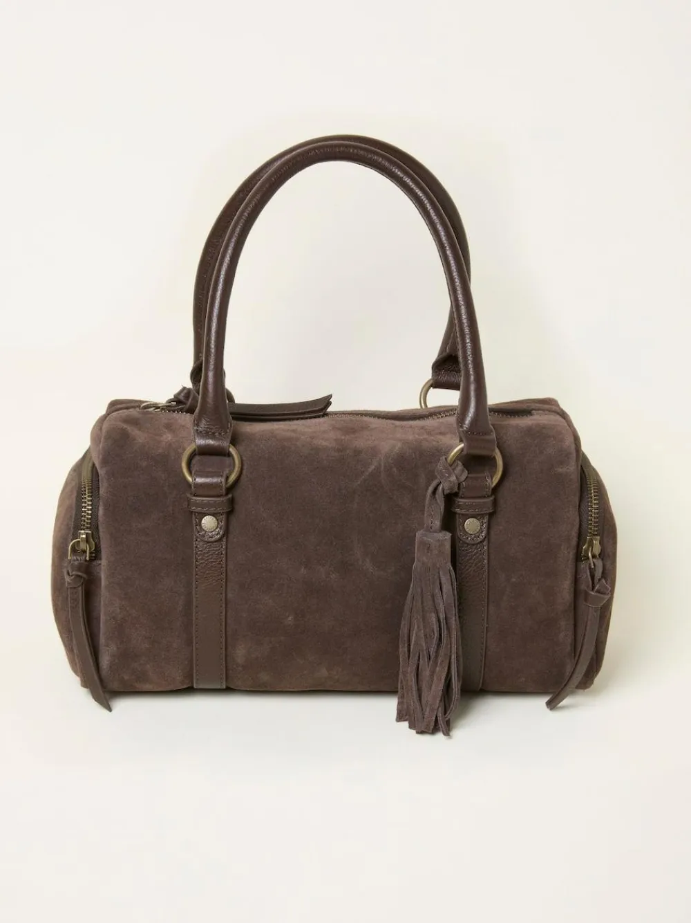 Fat Face FatFace Chocolate Brown Suede Bowling Bag^Women Bags