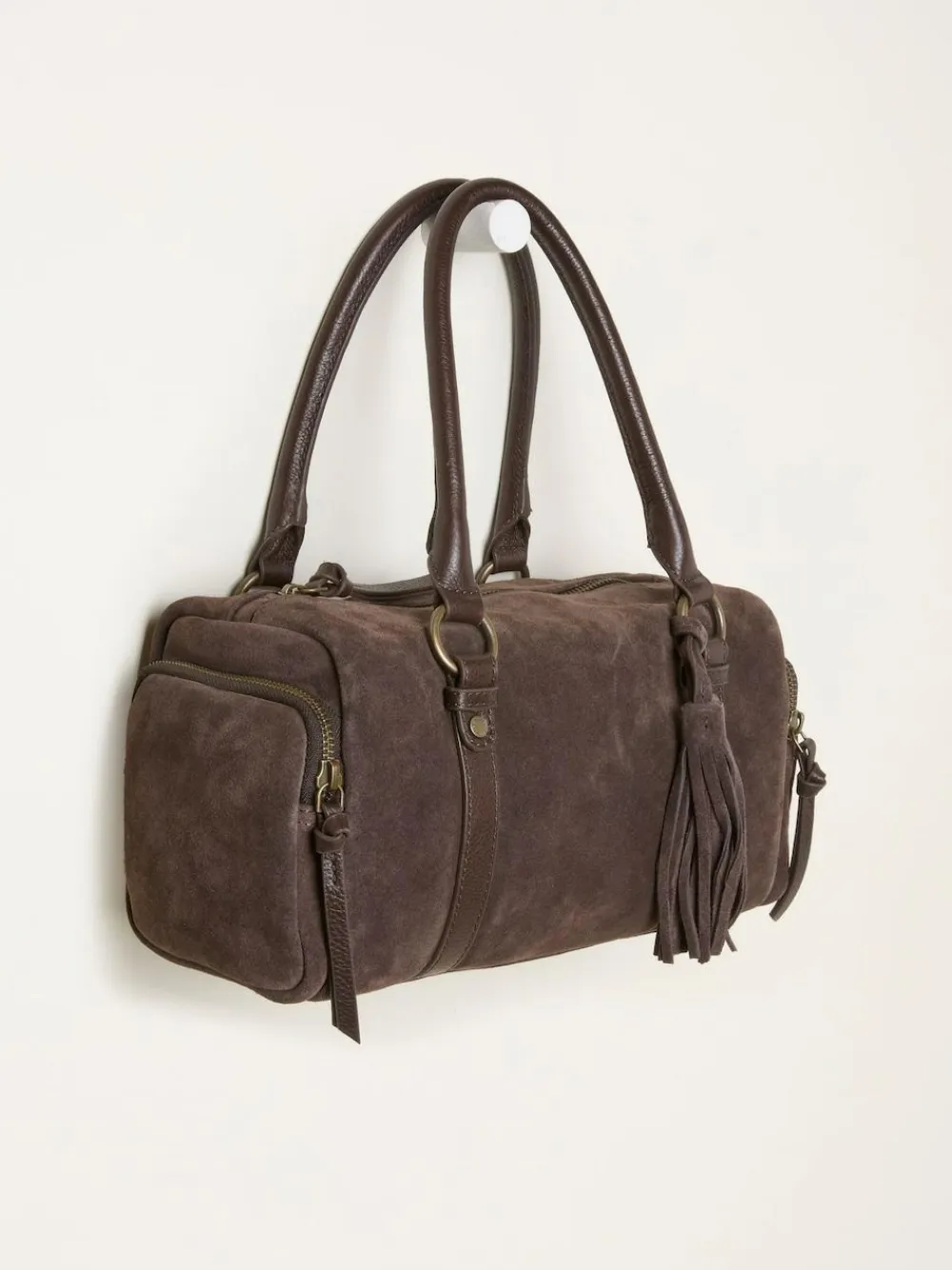 Fat Face FatFace Chocolate Brown Suede Bowling Bag^Women Bags