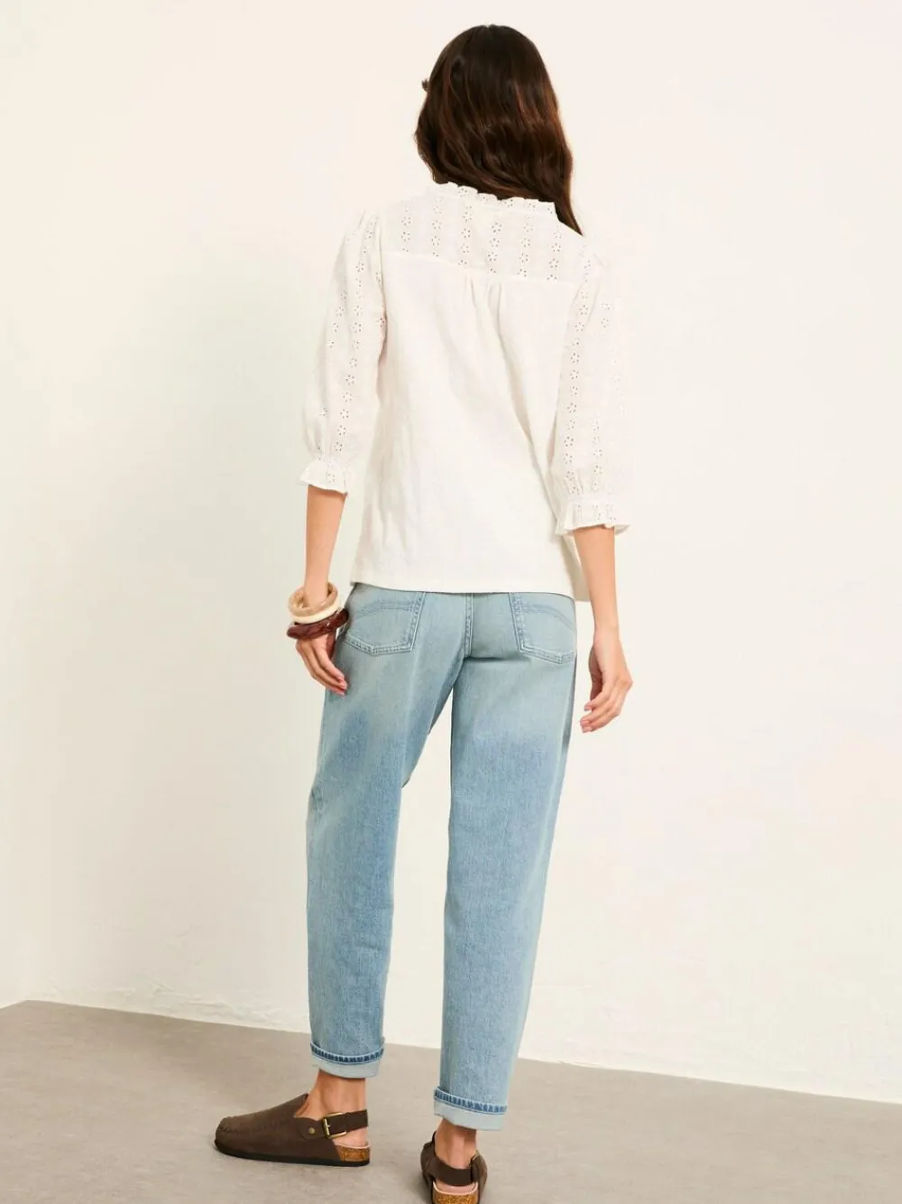 Sale Fat Face FatFace Claire Broderie Top Ivory