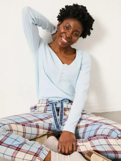 Fat Face FatFace Cora Blue Check Pyjama Bottom^Women Pyjamas|All Night & Lounge