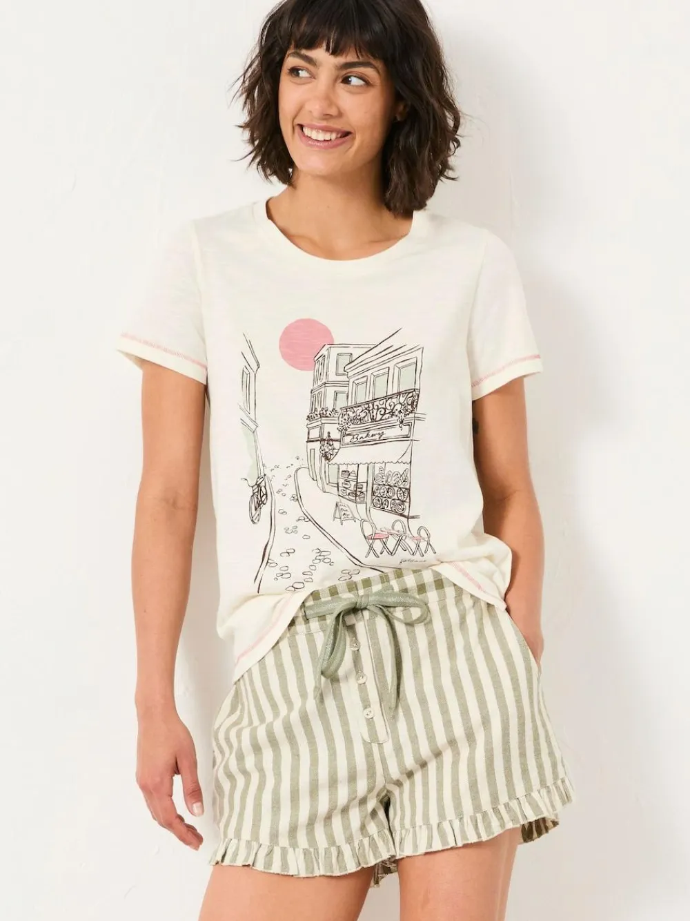 Discount Fat Face FatFace Cream Scenic Graphic T Shirt