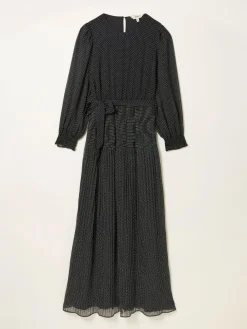 Online Fat Face FatFace Darcy Black Pin Spot Darcy Midi Dress