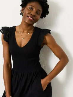 Discount Fat Face FatFace Demi Black Petite Jersey Midi Dress