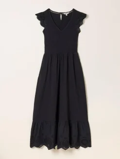 Discount Fat Face FatFace Demi Black Petite Jersey Midi Dress