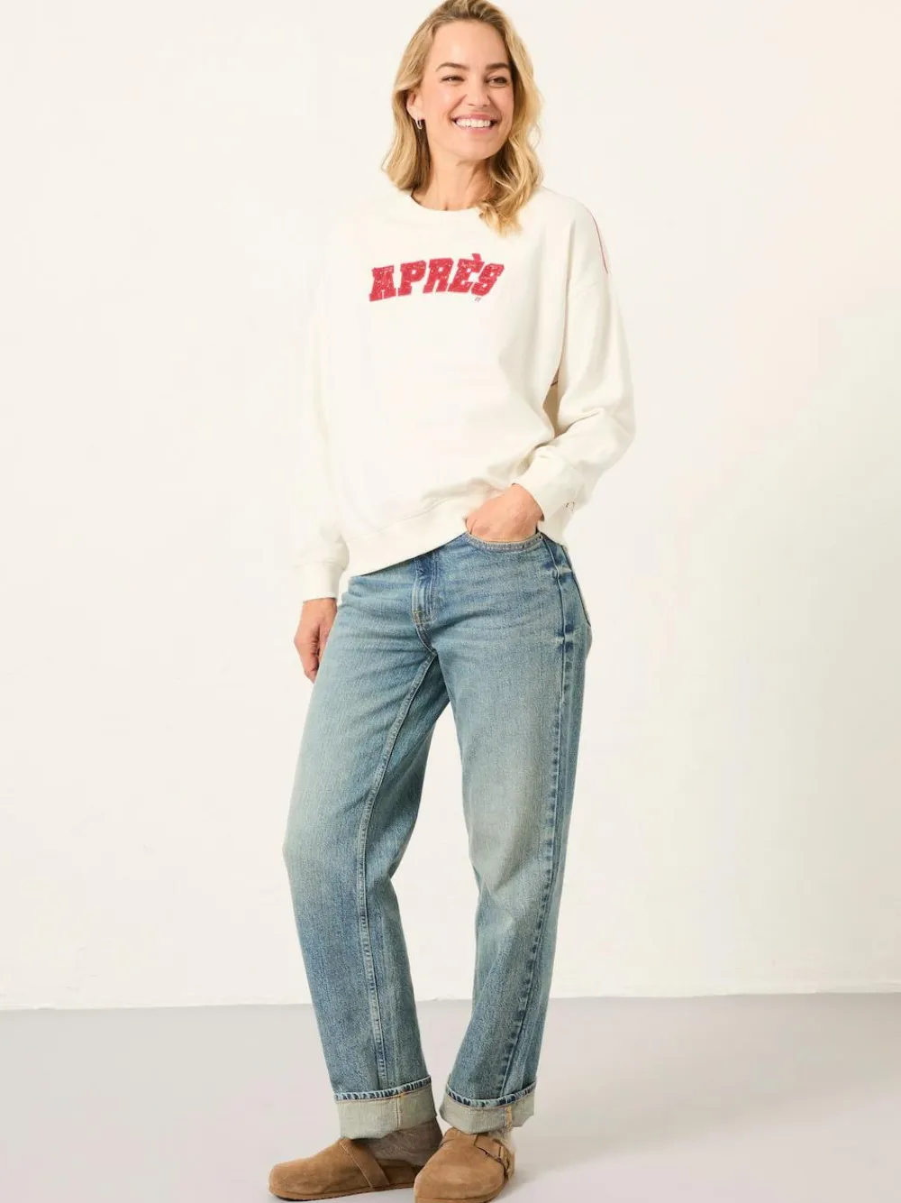 Fat Face FatFace Emily Ivory Apres Graphic Crew Sweatshirt^Women Loungewear