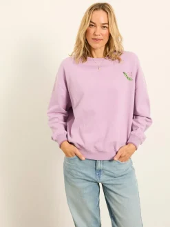 Clearance Fat Face FatFace Emily Lilac Purple Sweet Pea Graphic Crew Sweat