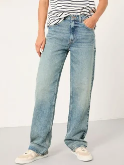 Fat Face FatFace Filby Relaxed Straight Jeans Bleach Wash Denim